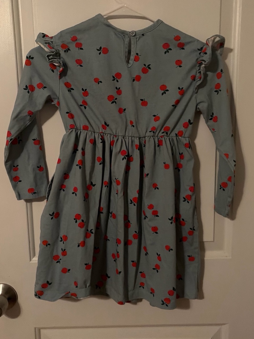 Hanna Andersson Blue Dress with Red Apple Print